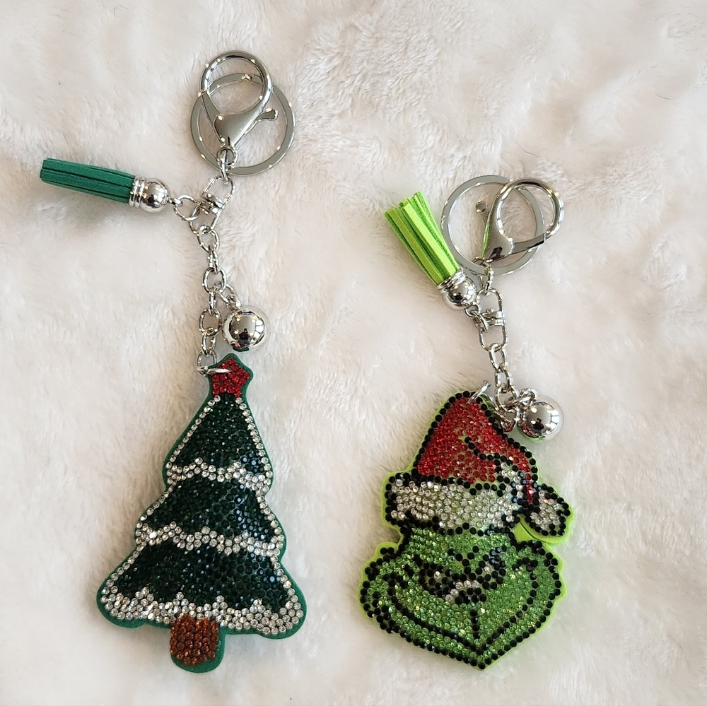 The Grinch Christmas Tree Keychain Set Bag Charms
